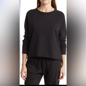 James Perse | Cutoff Raglan Sweatshirt Lightweight Black Large Loungewear
